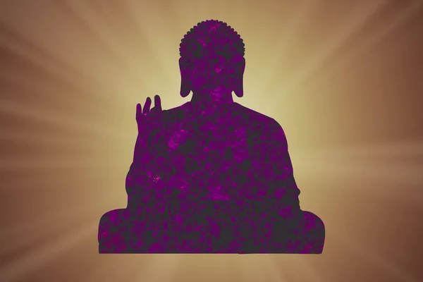 Silhouette Buddha Con Raggi Sole Sullo Sfondo — Foto Stock