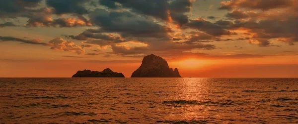 Puesta Sol Isla Vedra Ibiza España — Foto de Stock