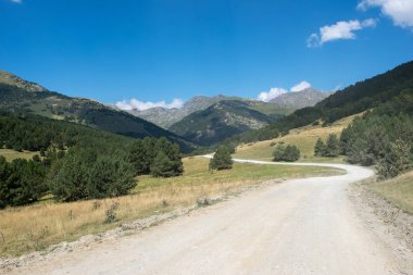 Montgarri Aran vadisi dağlarında yaz, İspanya için yol
