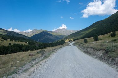 Montgarri Aran vadisi dağlarında yaz, İspanya için yol
