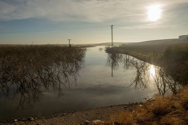 Řeky Guadiana Vedle Tabulky Daimiel Španělsko — Stock fotografie