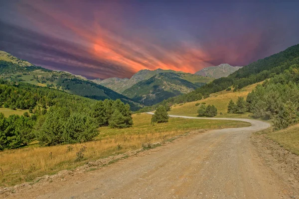 Straße Nach Montgarri Den Bergen Des Aran Tals Sommer Spanien — Stockfoto