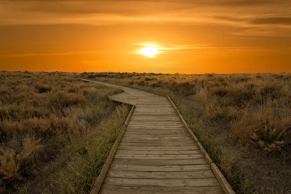 Een Zonsondergang Tabellen Van Daimiel Spanje — Stockfoto