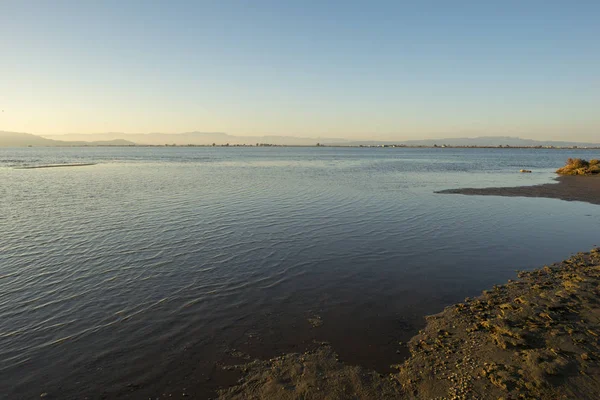 Pobřeží Delta Del Ebro Při Západu Slunce Španělsko — Stock fotografie