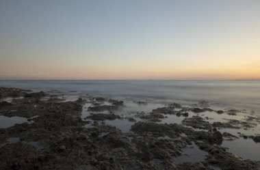 Sunset Costa Azahar yanındaki Oropesa del Mar, İspanya