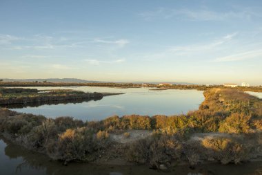 Günbatımı ebro Delta deniz, İspanya