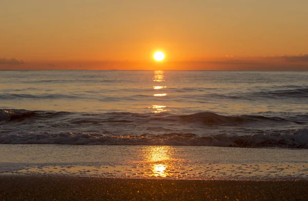 Wschód Słońca Plaży Mieście Denia Alicante Hiszpania — Zdjęcie stockowe
