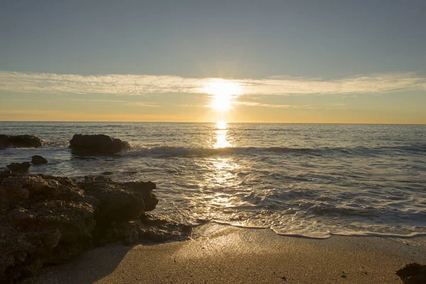 Salida Del Sol Por Mar Mediterráneo Oropesa Castellón España — Foto de Stock