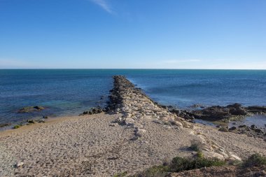 Dalgakıran deniz blister, Costa daurada, Tarragona bir plajda
