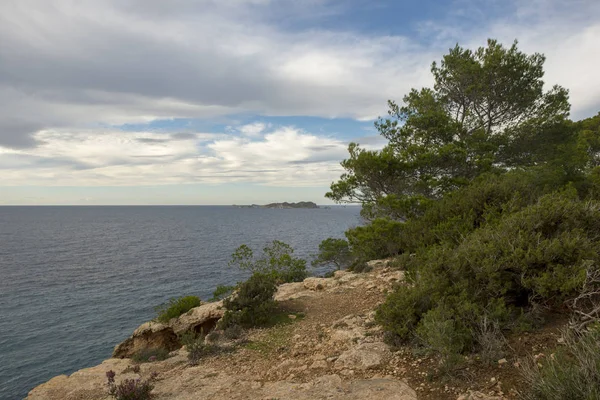 Die Küste Von Ibiza Ein Bewölkter Tag Spanien — Stockfoto