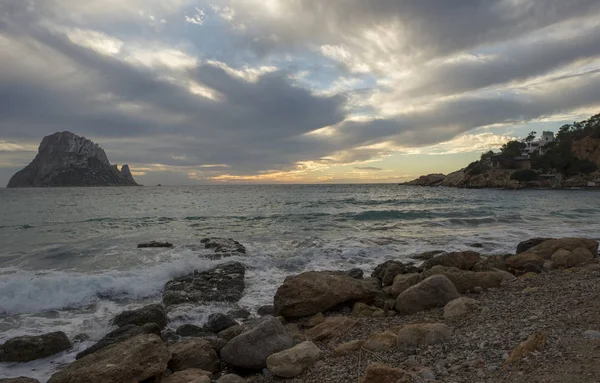 Isla Vedra Desde Ibiza Atardecer Espanja — kuvapankkivalokuva