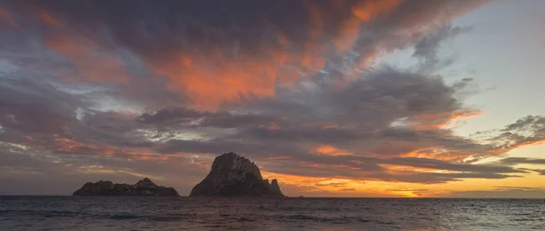 Puesta Sol Isla Vedra Ibiza España — Foto de Stock