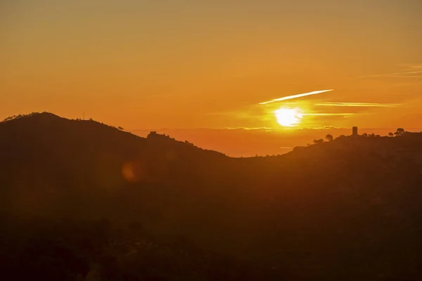 Sonnenaufgang Den Bergen Der Palmenwüste Spanien — Stockfoto