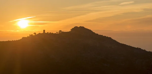 Sonnenaufgang Den Bergen Der Palmenwüste Spanien — Stockfoto