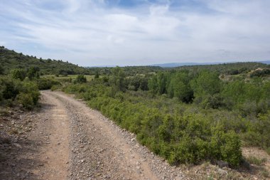 Sierra de Gudar dağları arasındaki kırsal yol, Valbona