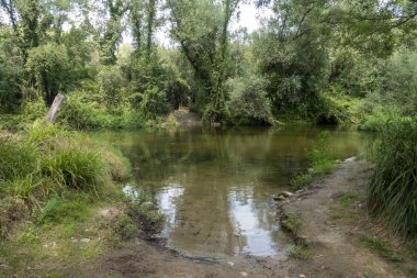 Carrilet, Girona'nın yeşil yolunun yanındaki nehir ter