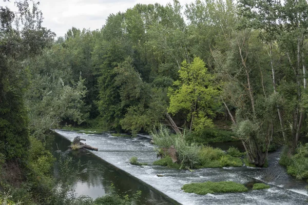 지로나 카릴레의 그린웨이 옆의 테르 강 — 스톡 사진