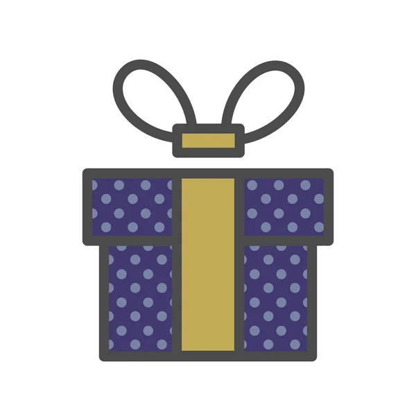 Подарочная коробка с лентой. плоский дизайн. баннеры, графика или веб-сайт. Темно-синий подарок — стоковый вектор