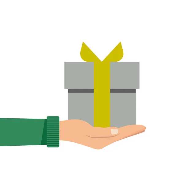 Vektör kutlama düz çizim ile Hediyelik kutu eller b