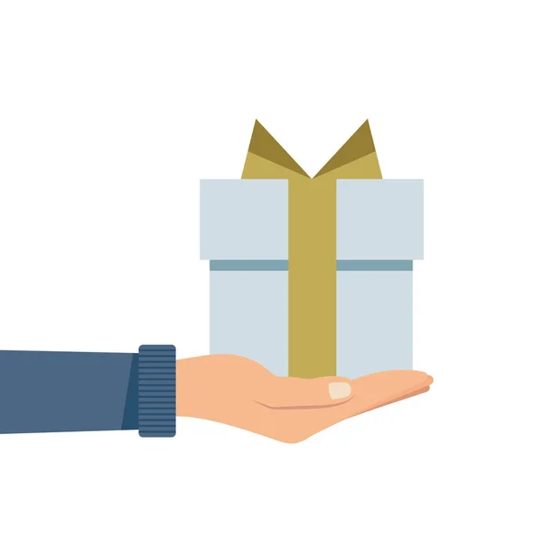 Vektör kutlama düz resimde elinde hediye kutusu ile bir