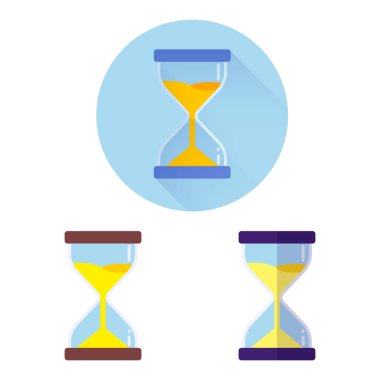 Hourglasses modern düz vektör üç simgeleri.