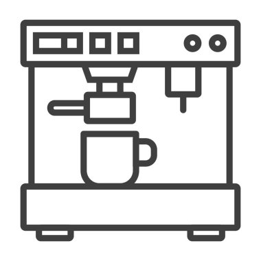 Kahve Espresso makinesi minimalist düz çizgi anahattı kontur simgesini.