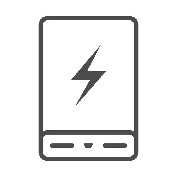 Banco de energía Cargador de teléfono de la batería Línea plana minimalista Icono de trazo — Vector de stock