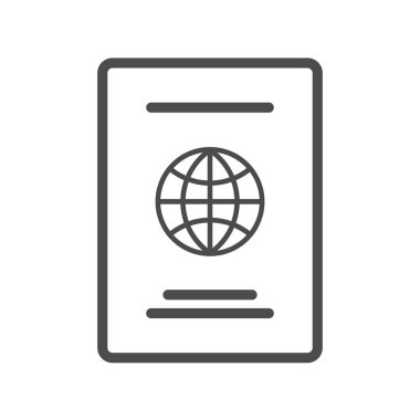 pasaport satırı simgesi, anahat pass vektör logosu, beyaz, piksel mükemmel illüstrasyon izole doğrusal resmi belge piktogram