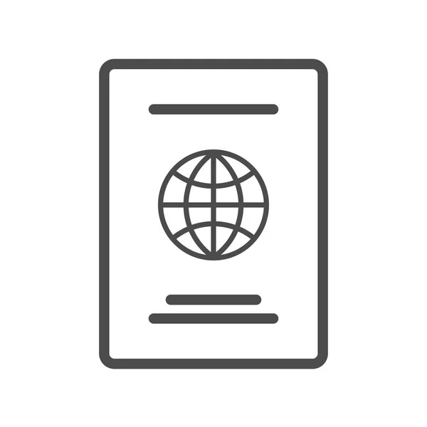 パスポート ライン アイコン、アウトライン パス ベクトルのロゴ、白、ピクセル完璧なイラストに分離線形の公式ドキュメント ピクトグラム — ストックベクタ
