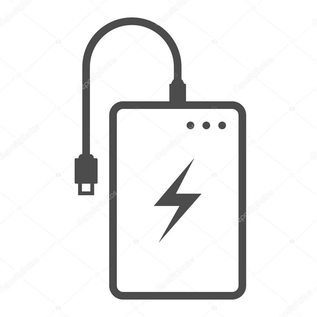 Power Bank Battery Phone Charger Minimalistic Flat Line Outline Stroke Icon