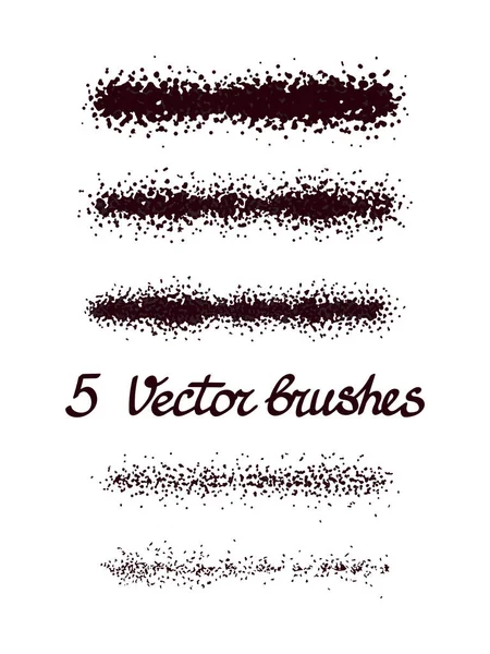 Lot de 5 morceaux de bords de grain. Bordures de grains. Coups de pinceau vectoriel — Image vectorielle