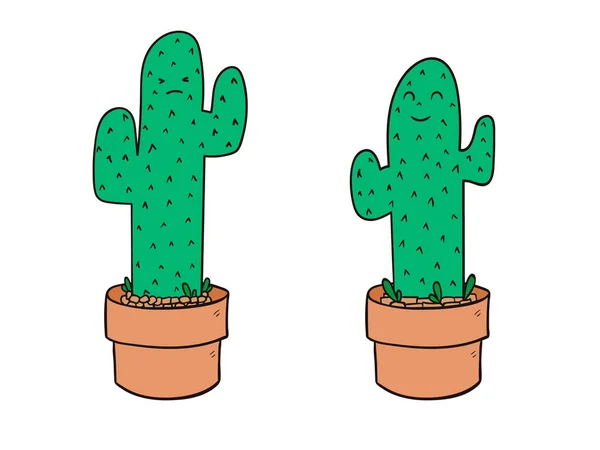 Personaje de dibujos animados de cactus ambientado en estilo plano. Ilustración vectorial Aislado sobre fondo blanco . — Vector de stock