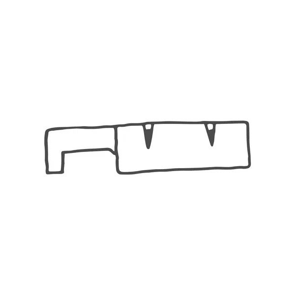 Afiador de facas. Faca de vetor afiador doodle no fundo branco da linha fina coleção de cozinha, ilustração vetorial —  Vetores de Stock