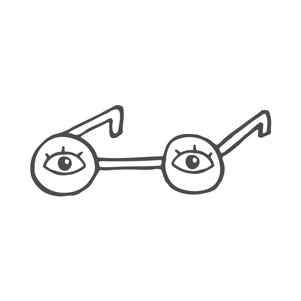 Icono de garabato. gafas. ilustración vectorial de gafas con ojos . — Vector de stock