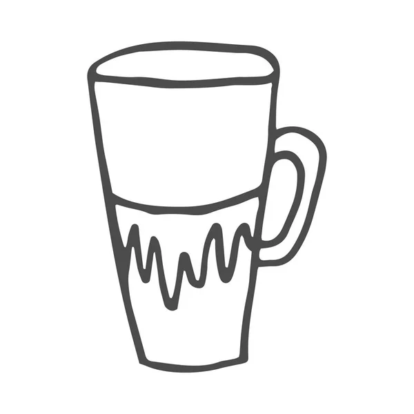 Koffiekopje Doodle. Vectorillustratie geïsoleerd op witte achtergrond. — Stockvector