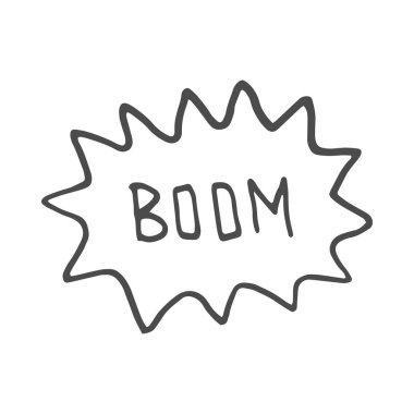 Boom. Çizgi roman explosion.hand beraberlik vektör çizim. Doodle