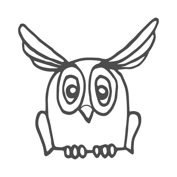 Sabiduría búho mano dibujado esbozo garabato icono. Búho pájaro simbolizando sabiduría vector boceto ilustración . — Vector de stock