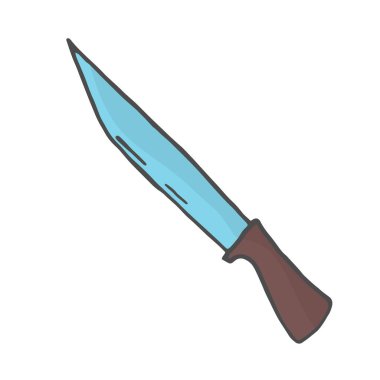 Mutfak bıçak doodle. Renk vektör kroki üzerinde izole beyaz arka plan.