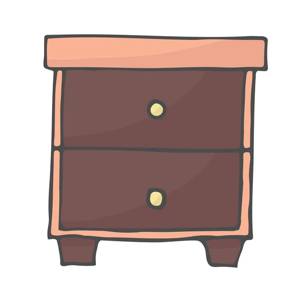 Desktop with shelves hand drawn color doodle icon. Nightstand with shelves vector sketch illustration for print, web, mobile and infographics isolated on white background. — Stock Vector