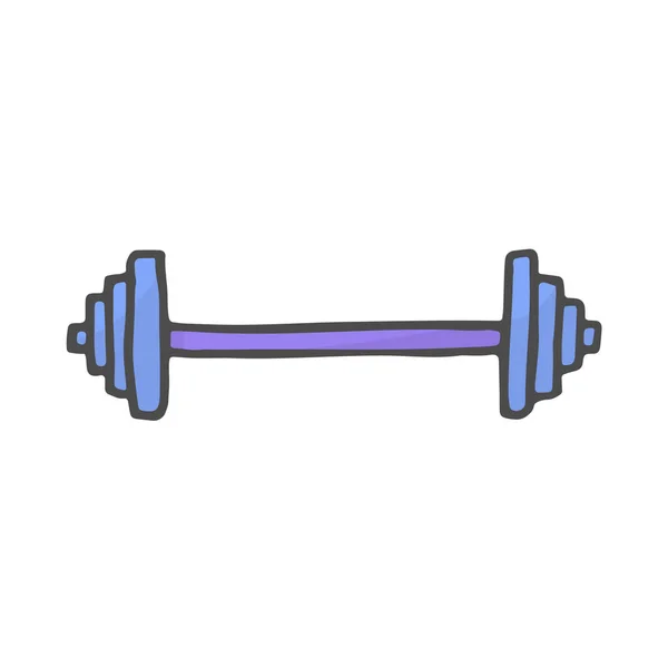FreeHand getekende kleur cartoon barbell. Vector doodle staaf. — Stockvector