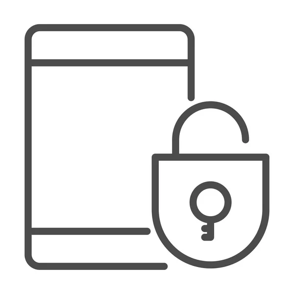 Cadenas ouvert dans une icône de téléphone intelligent. Élément de l'icône de cybersécurité pour le concept mobile et les applications Web. Serrure de ligne mince dans une icône de téléphone intelligent peut être utilisé pour le web et mobile sur fond blanc — Image vectorielle