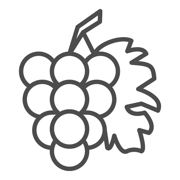 Bouquet de raisins avec icône vectorielle d'art de ligne de feuille pour les applications alimentaires et les sites Web — Image vectorielle