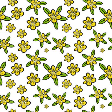 Beyaz arkaplanda çiçekler olan kusursuz desen