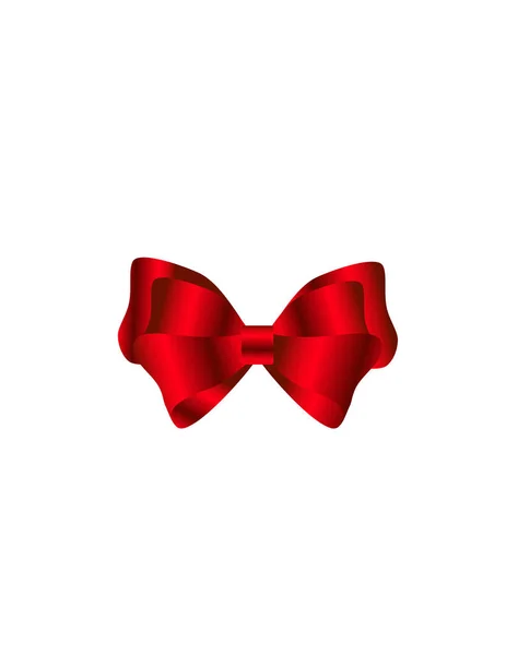白い背景で隔離の弓で結ばれる美しい赤いリボンのクローズ アップ ビュー — ストックベクタ