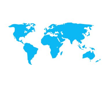 Dünya Haritası Beyaz zemin üzerine mavi siluet 