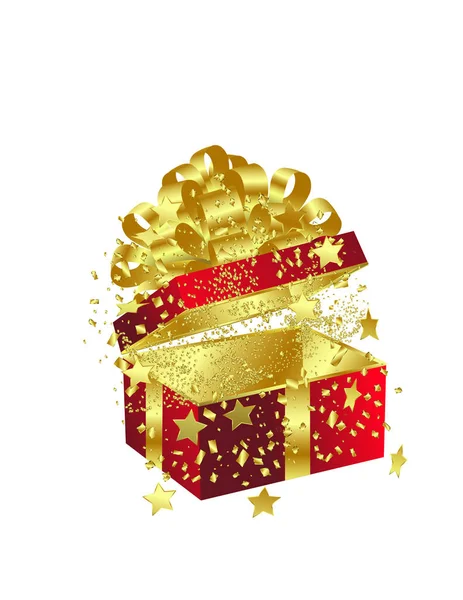 Caja Regalo Navidad Brillante Abierta Sobre Fondo Blanco — Vector de stock