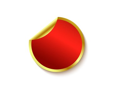 Altın çerçeve beyaz arka plan üzerinde izole kırmızı etiket