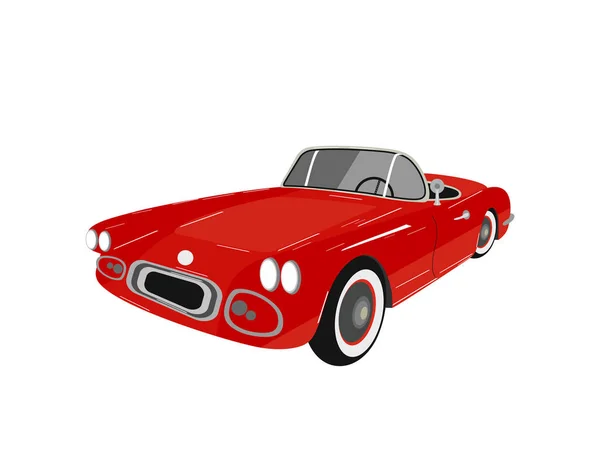 Red Convertible Car Isolated White Background — Stock Vector