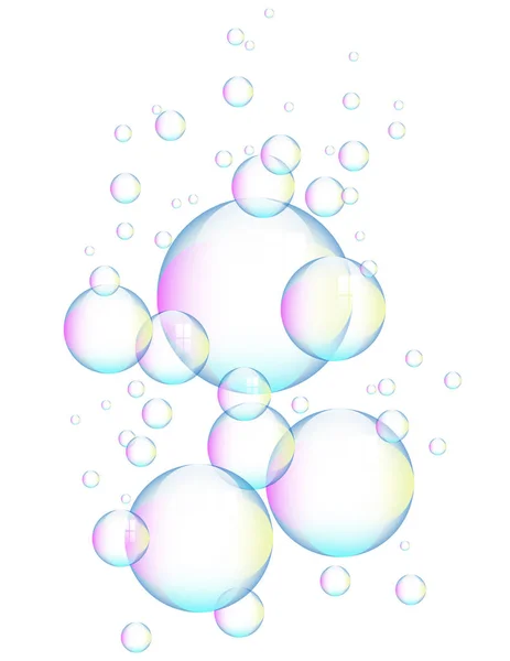 Bulles Savon Colorées Isolées Sur Fond Blanc — Image vectorielle