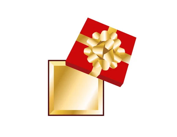 Caixa Presente Natal Vermelho Brilhante Aberto Isolado Fundo Branco —  Vetores de Stock